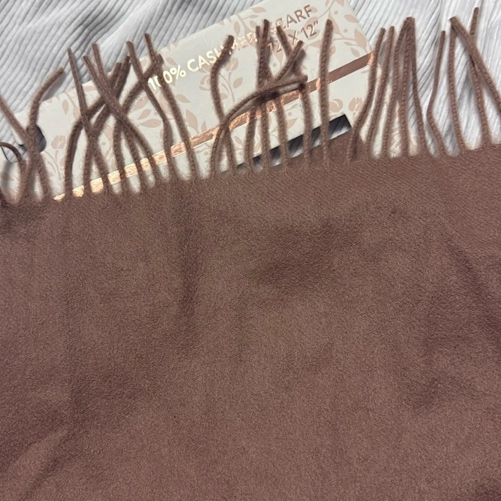 LaSeine 100% Cashmere Cozy Taupe/brown Oversized Scarf, Soft Texture, new